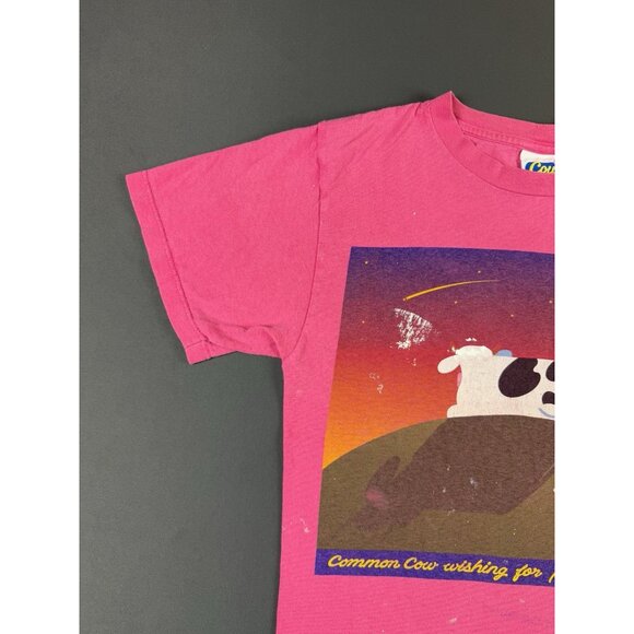 Rare Vintage Y2K Cows Ice Cream Art Painting Paint Splatter Pink Small Shirt - Picture 4 of 15